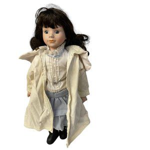 Vintage Girl Curl Black Hair Doll Dress Coat 1990